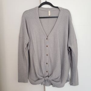 Wishlist Waffle Knit Long Sleeve Button Up Shirt
